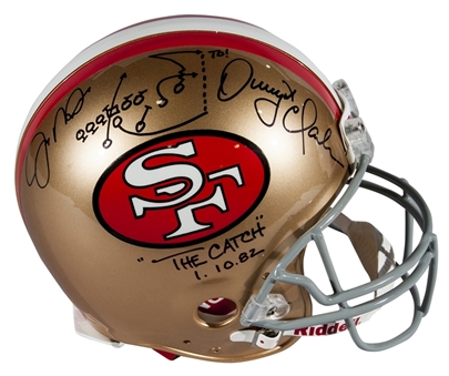 Joe Montana and Dwight Clark Dual signed Riddell Official San Francisco 49ers Full Size Helmet (JSA LOA)
